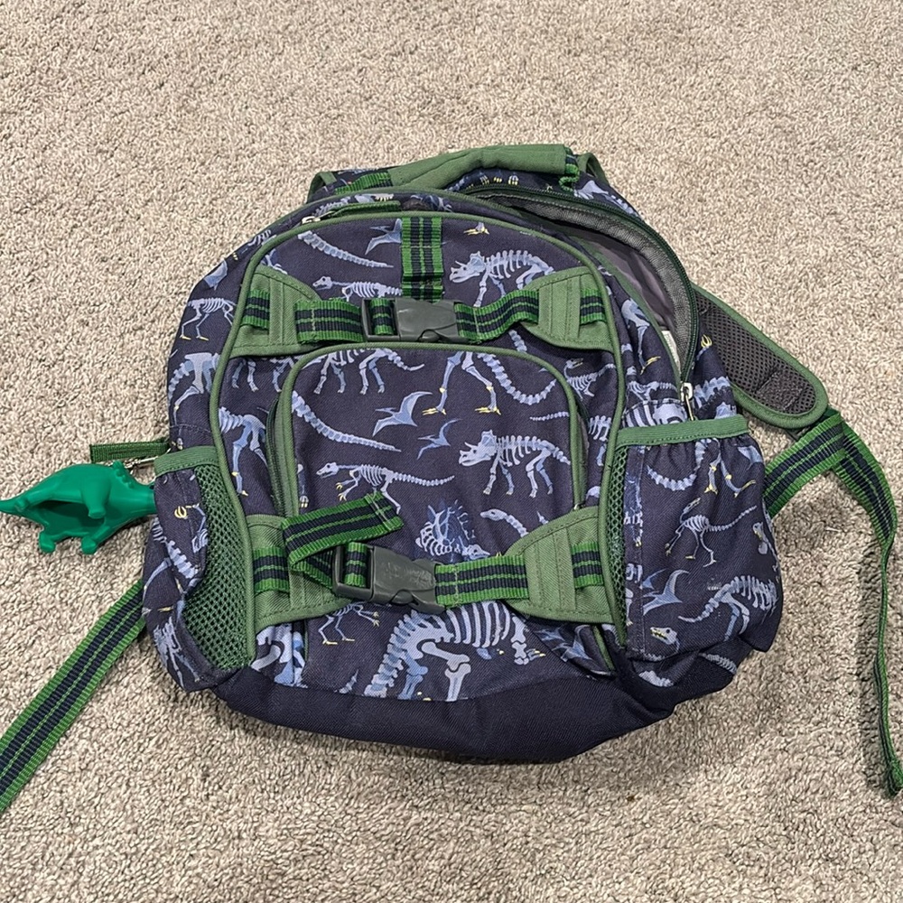 Pottery Barn kids dinosaur backpack.